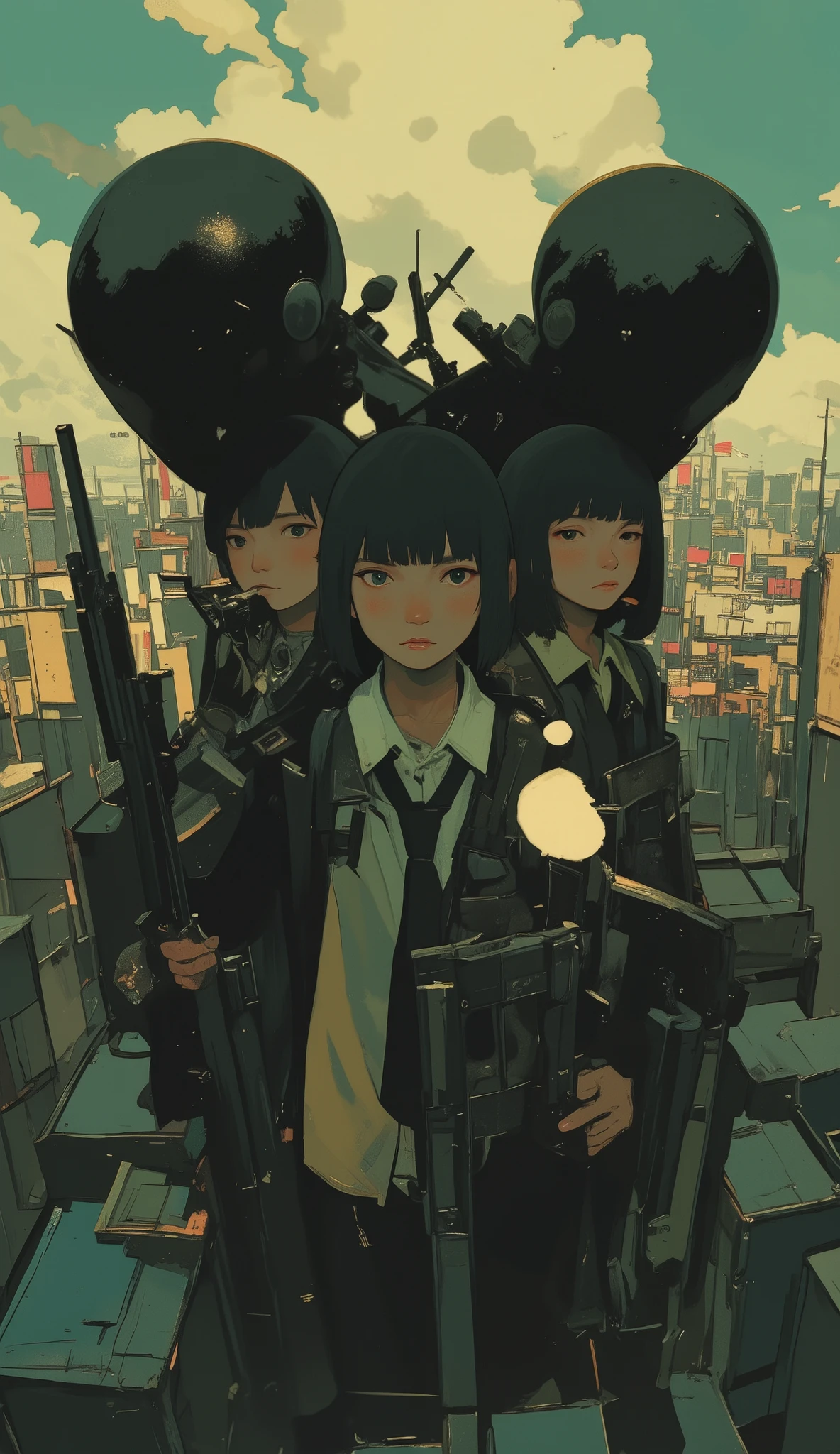 close-up of people smoking cigarettes with guns by Steven Campbell, by Josan Gonzalez, by Steven Campbell, by Dave Arredondo, Laurie Gracely's Style, Laurie Grisley and James Jean, then Martin, by justin gerard, Whitney Darrow, by Tim Biscup, people on,  by Wiley Beckert 