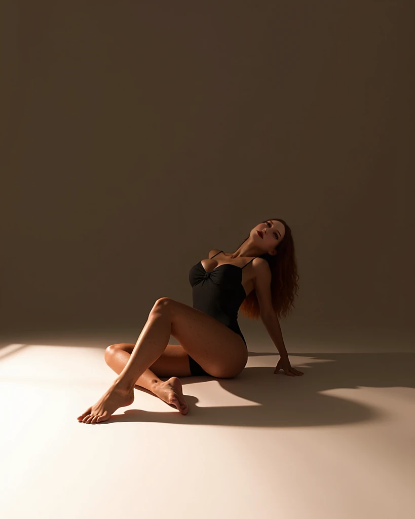 a naked white woman laying on the floor, light coming from the windows, instagram photo shoot, full body, photo still of posterior view, line sleek, massive arch, pose 4 of 1 6, high shadows, on all fours, photo in color, long shadows