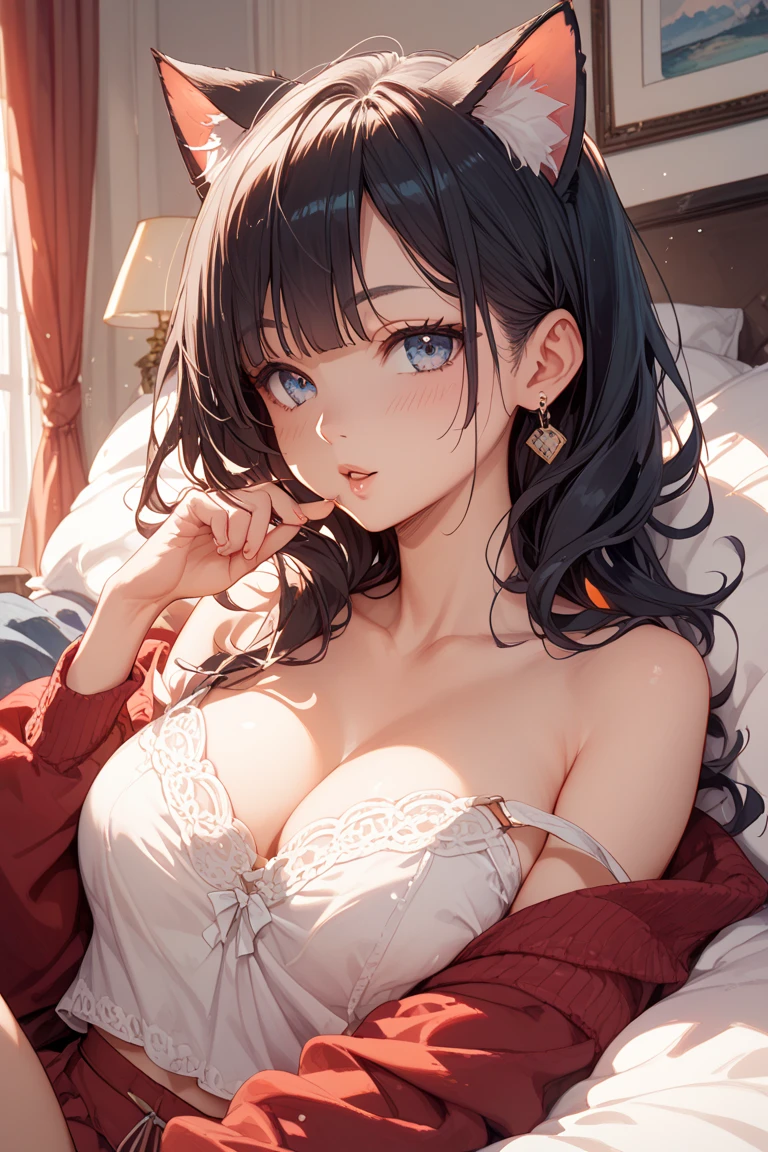 (masterpiece、top-quality、hight resolution), A photo from a popular adult idol's (Masturbation Idol) photobook. The idol is posing in a seductive manner, wearing revealing clothing. The setting is a professionally arranged studio with soft lighting that highlights her features. The image exudes a mix of allure and professionalism, capturing the idol's charm. nsfw