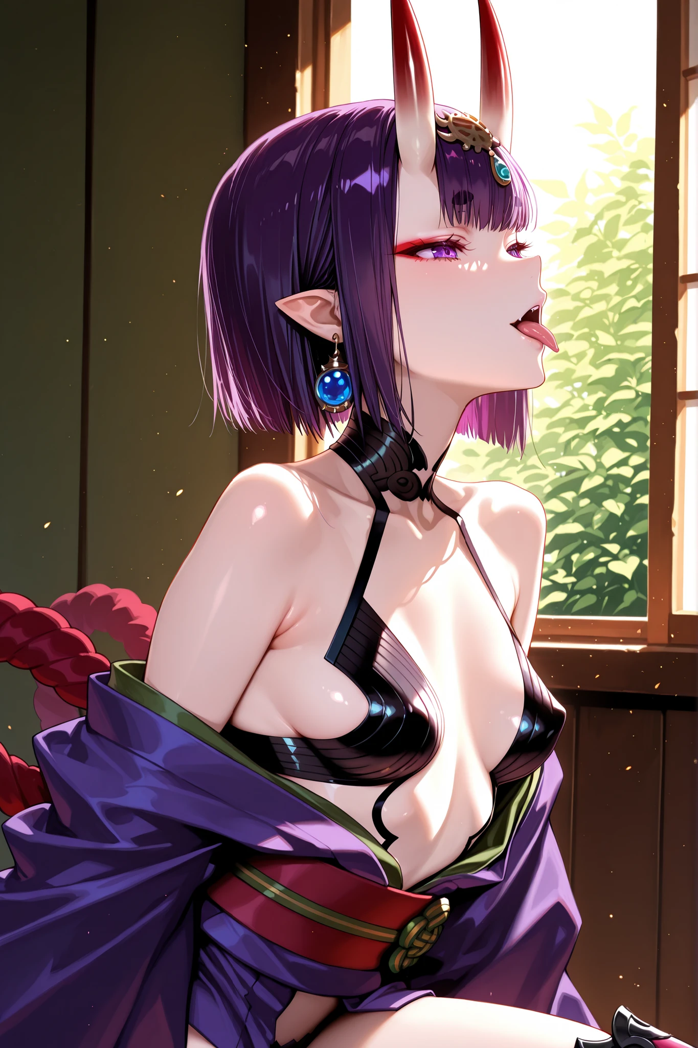 amazing quality, masterpiece, by nixeu, 1girl, Kuki Shinobu Genshin Impact, solo, medium breasts and innerboob, evening dress, green hair, lewd, simple background