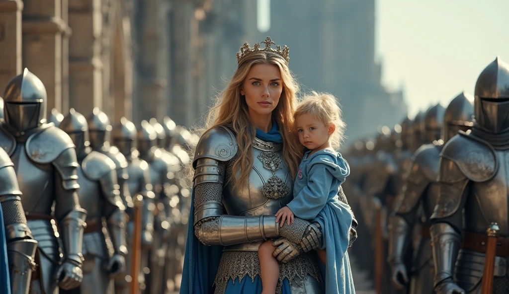family, mom and daughter, princess, blondes, perfect face, roman armor, protect her daughter, daugh, daughter 13 years old, lesbians intimacy,