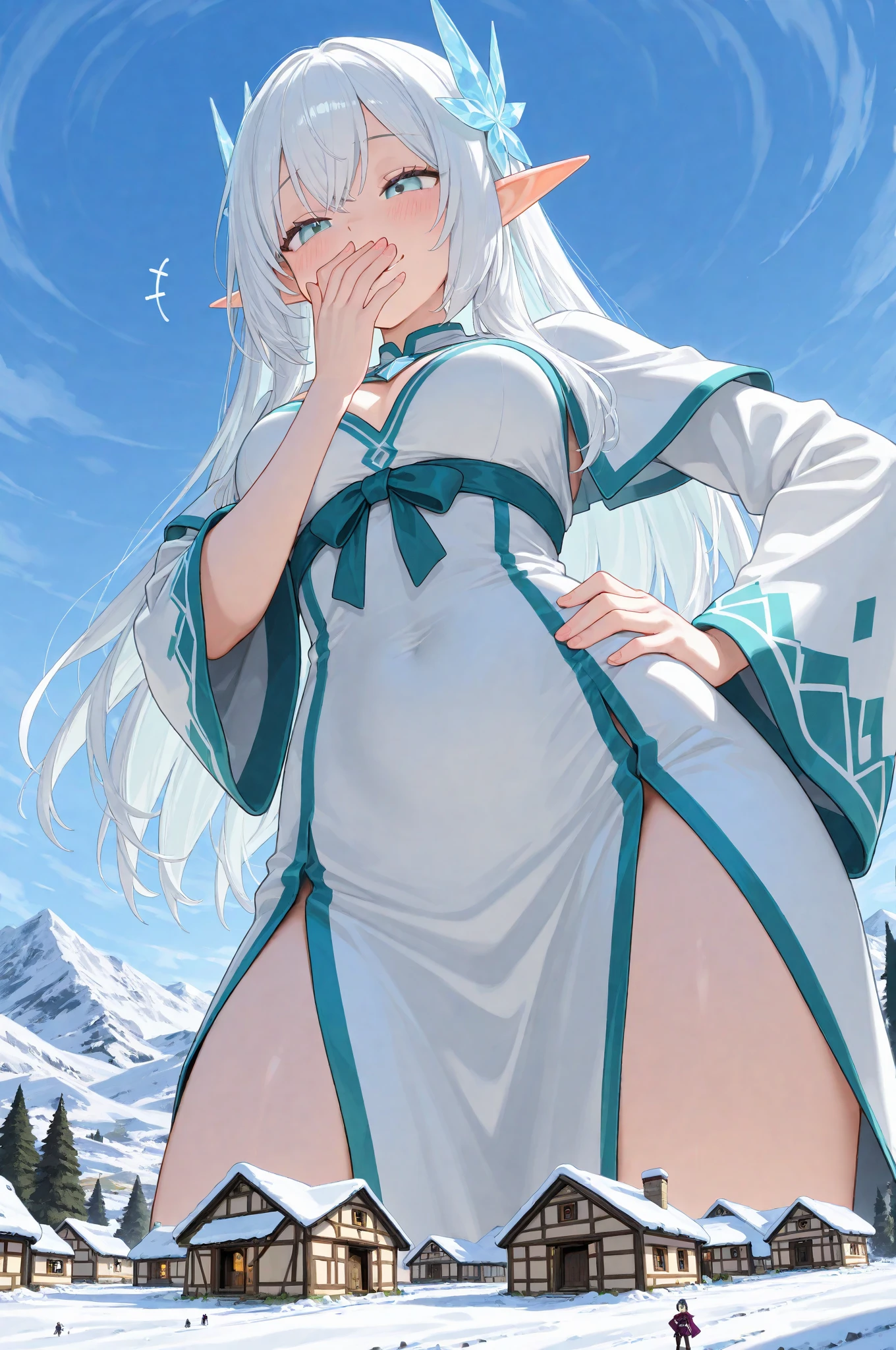 nsfw, (wearing nothing: 1.5), large breasts., 1 girl, empty eyes ,snow mountain, a girl, airplane, ice texture, trading card, furious, crying, absurdly long hair, silver hair, odd eyes, aqua eyes, silver eyes, , beautiful breasts, hair ribbon, teenager, japanese idol, african, at funeral, fair skin, nipple , wet