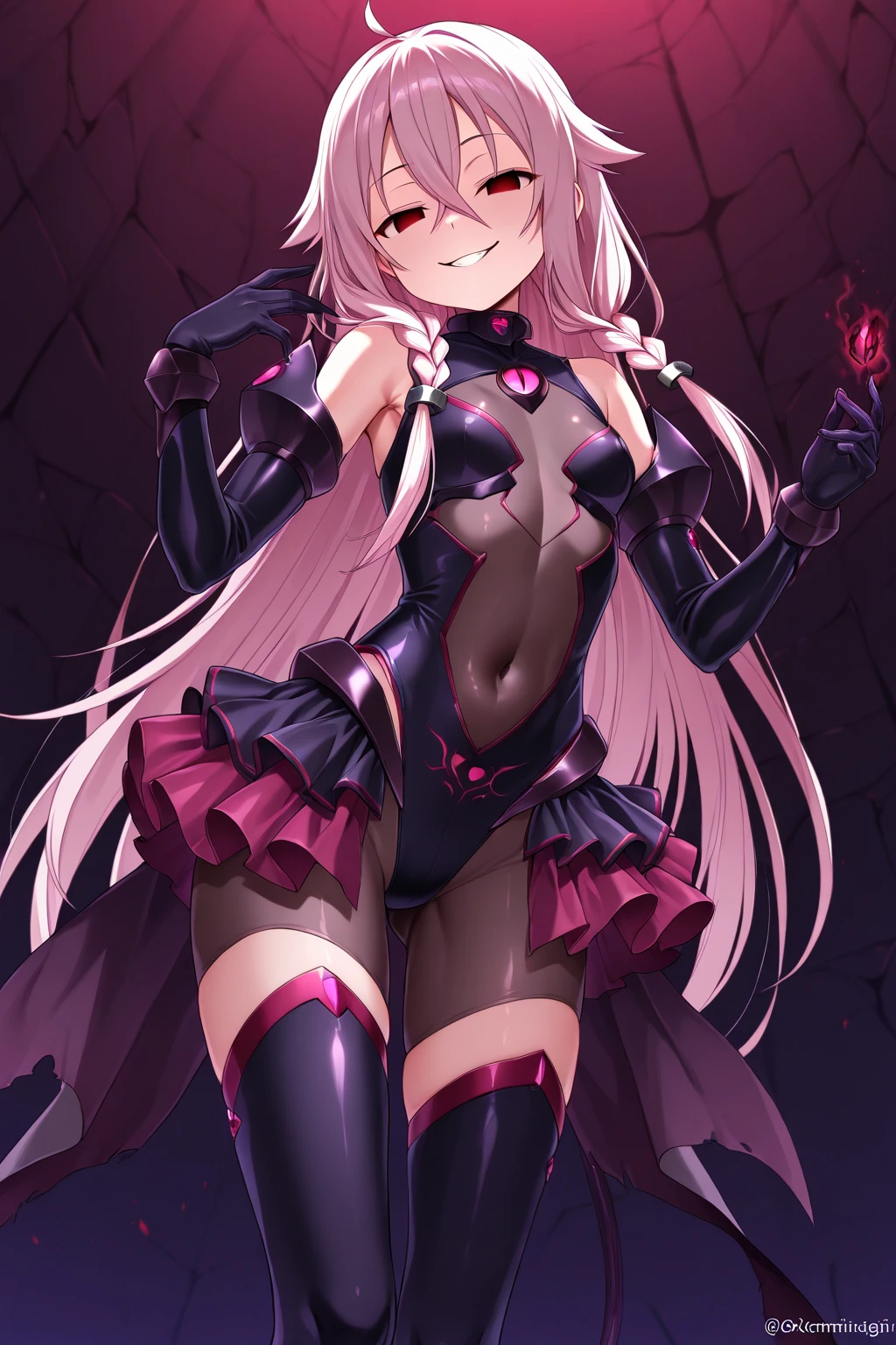 (HD, Sharp, Fractal), Single Woman, Super Glossy Skin, Magical Girl, Leotard, Mini Skirt, Evil Smile,