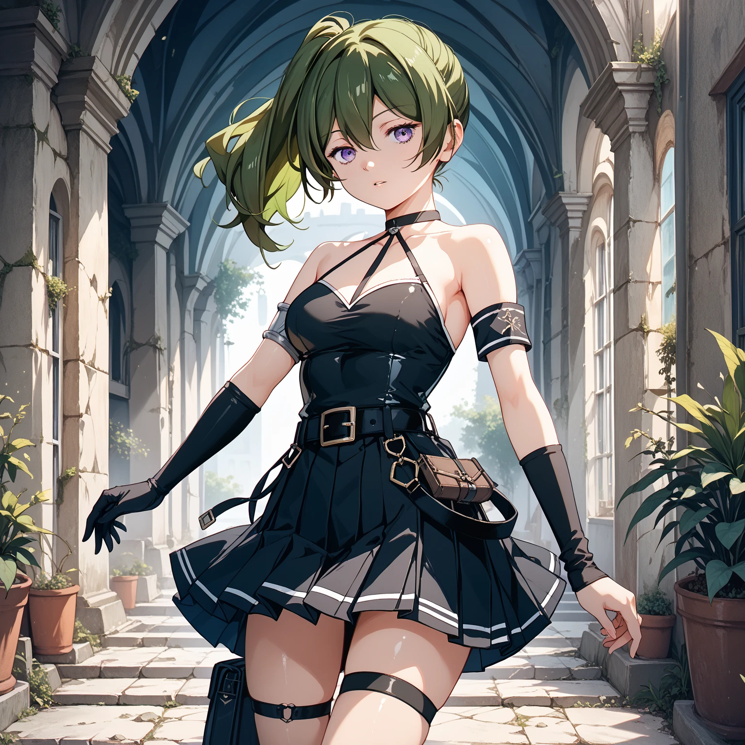 Bad、Green Hair、side ponytail、blush,smile,Captivating thighs、Combat Uniform、Showing armpits、Looking at each other with a dirty look
(masterpiece:1.2), highest quality, High resolution, unity 8k wallpaper, (shape:0.8), (Beautiful and beautiful eyes:1.6), Highly detailed face, Perfect lighting, Extremely detailed CG, (Perfect hands, Perfect Anatomy),