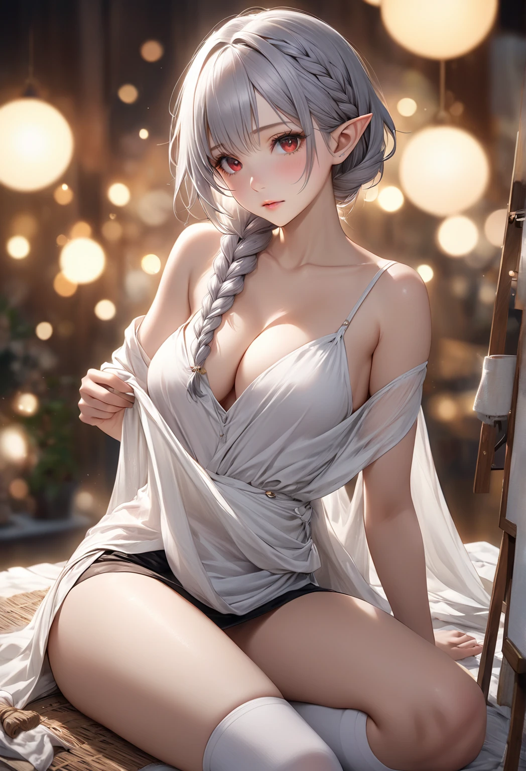 (photorealistic:1.3, highest quality:1.3,8Kmasterpiece, masterpiece:1.3,High resolution,muste piece:1.2),A 23-year-old woman bathed in a hot spring,(white leotard:1.3,choker), Clean wet skin, (looking at the camera:1.2),angle(Photo seen from below:1.3),hair(short hair:1.2,明るい青色のhair:1.5,big blue eyes), (blushing:1.3,shy look:1.3), (full of sweat:1.3),Akanawa,(rope bondage,Shibari:1.6, chest bondage:1.5),Pause(足を広げた大胆なPause,ダイナミックPause:1.2),background(open-air bath,steam,vapor,snow scene,snow mountain:1.3, sunrise:1.3),(Wet clothes stuck to my skin:1.4),(Nipples visible through clothing),(genitals visible through clothing),(Butt visible through clothes),(slender, abs:1.2),(young skinny gravure idol, sophisticated gravure idol),(detailed perfect face),normal hands:1.5,normal finger:1:5,normal feet:1.5,(cameltoe)