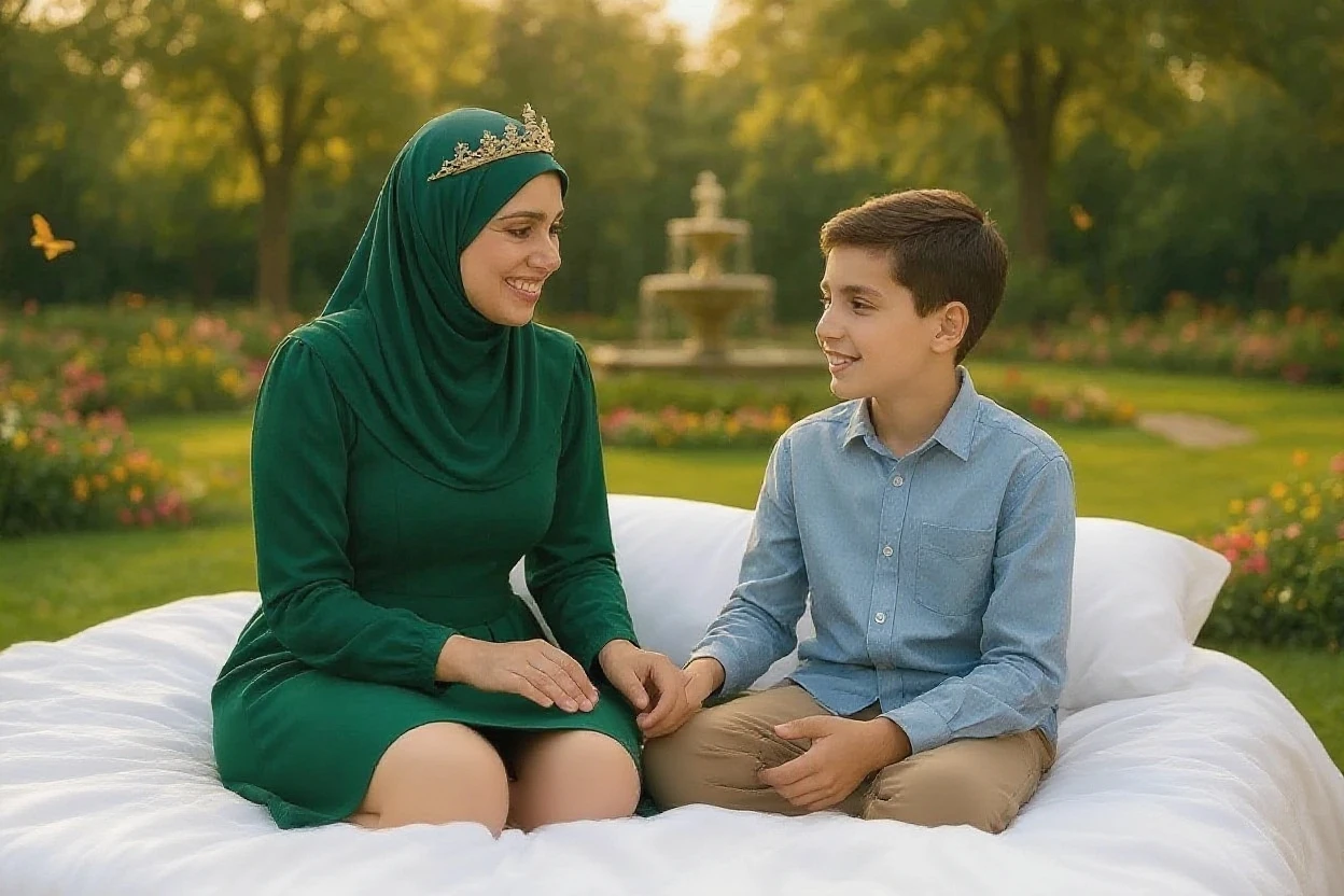 Super tall muslim girl wear chador with her short husband
