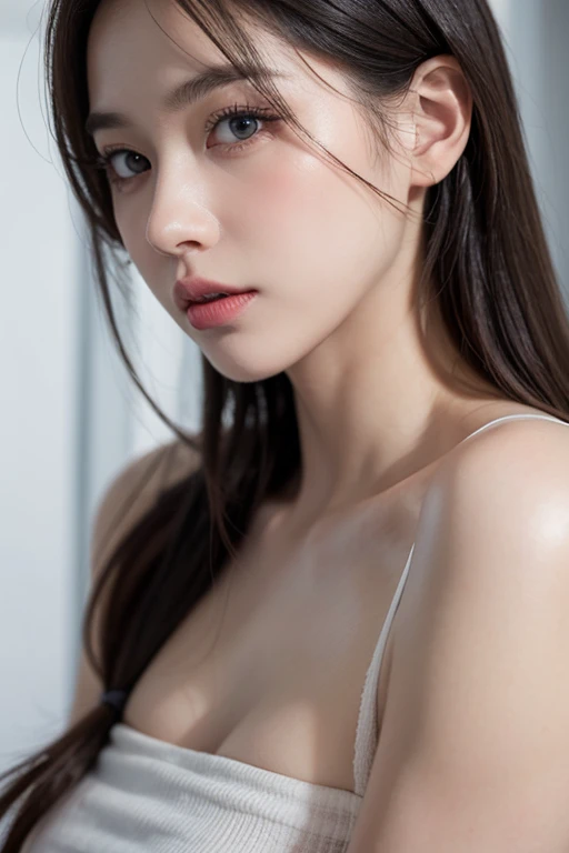 (masterpiece, best quality, photoPractical, high resolution, Professional photography, :1.4), close up, Clear focus, (1 stunning beauty), Perfect hands and fingers, Practical skin, Perfect body shape (Fashionable Hairstyle, Extremely fine hair), fashion photography,, ((Soft lighting, Very detailed, Practical, super Practical, realism, Practical detail))Let's take a look at this group of beautiful women's bold photography of plump big breasts, perfect flesh-colored high heels,This beautiful lady in front of me is so beautiful,She was probably an angel who accidentally fell into the mortal world.,She has a different aura from ordinary women. She is like a feather in the sky.,You really want to touch,But he could not bear to disturb her quiet