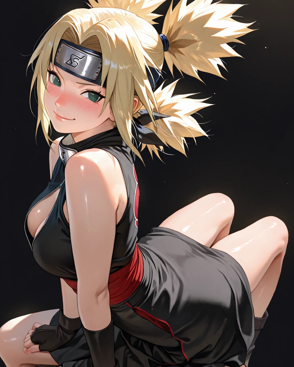 Perfect body, perfect ebdomen, perfectly round butt ((cute and beautiful Ino Yamanaka)) (beautiful and perfect hair), (blonde hair), beautiful detailed blue eyes, double eyelids, detailed iris, light effect on the eyes, necklace, earrings, choker, accessories, makeup, ((red sleeveless crop top, light red short yoga pants, delicate red fabric, cool)), ((camel toe)), ((hyper detailed, 16k, masterpiece, hyper realistic, perfect lighting, light and shadow effect on skin, sharp focus, 8K UHD, SLR camera, soft lighting)) perfect lips, red lips, clear skin, bedroomless, happy, top beauty woman , beautiful and sensual woman, is in love, ((Ino Yamanaka)) ((variable sensual poses on the stairs of the building)), blurred background.