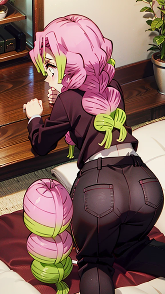 mature female, mature, Adult,((Himeno_CSM)), Himeno(Chainsaw Man), Eye patch, One Girl, solo, chest, Black Hair, look back, back shot, bending forward, short hair, Seductive smile, (sex with octopus), (a large number of tentacles entangled in the body), (a large number of tentacles entangled in the body), (lots of octopus tentacles), (My chest is being massaged by a large number of tentacles), (A sticky pink liquid adheres to the body), (large amount of pink liquid), Spread my arms, hypnotic neon Background, purple lips, masterpiece, Top animation quality，Top image quality，cinematic feeling,