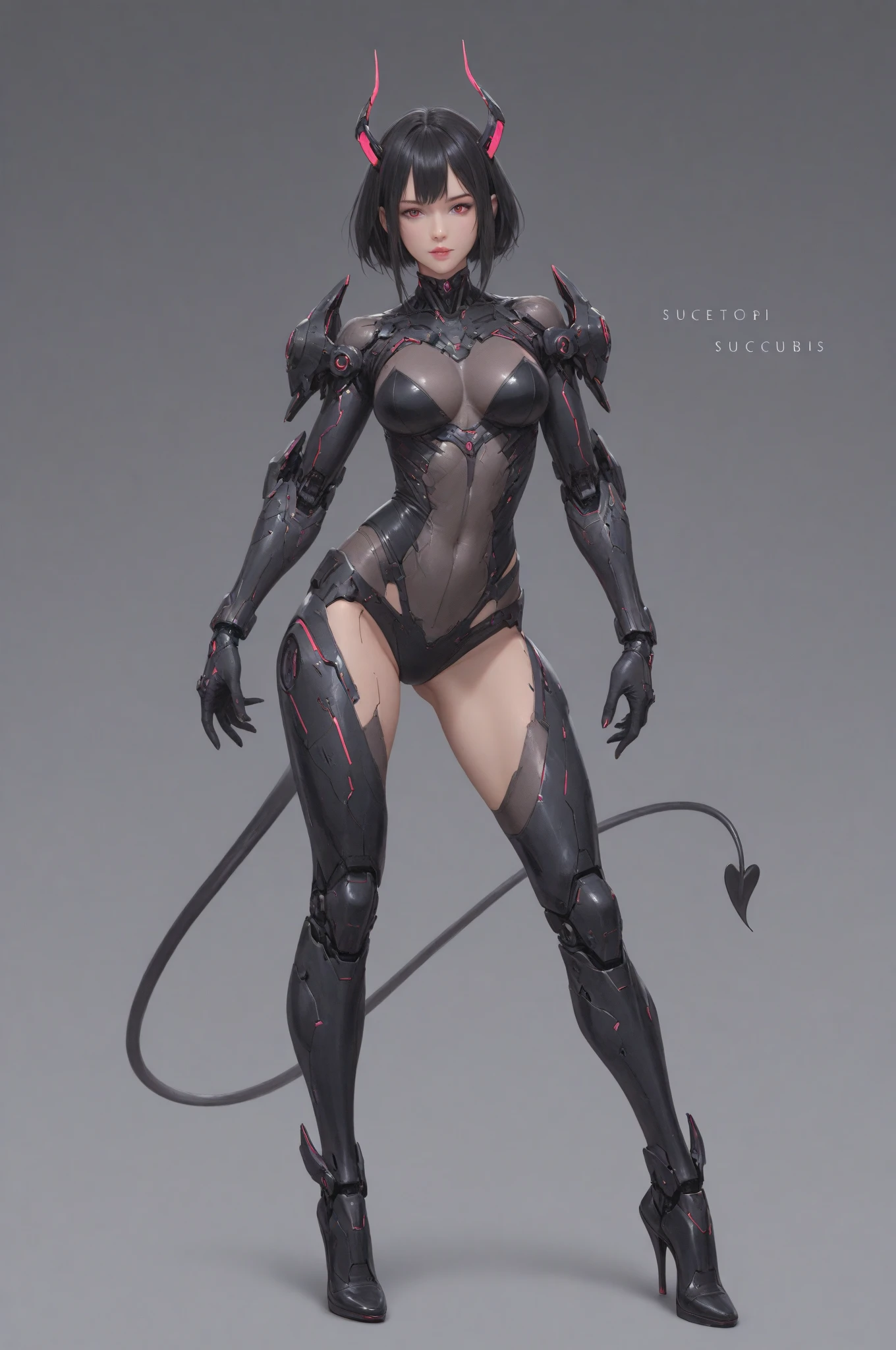 Girl in a bodysuit. she is the only woman. She is biological armor. Crystals shining in costume. He has a sickle-shaped weapon in both hands.. Full body image.