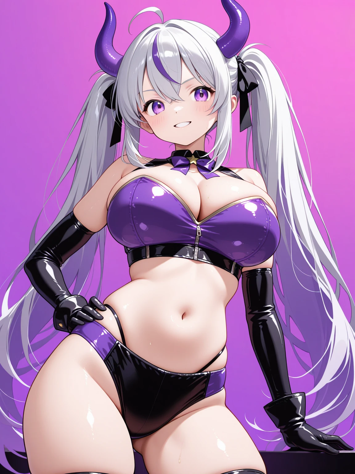 1girl, alone, Eiai Nano, outdoors, casino, looking at viewer, (masterpiece:1.2), best quality, high resolution, unity 8k wallpaper, (illustration:0.8), (perfect hands, perfect anatomy), (blush:1.5), shiny hair, shiny skin, standing, nano eiai, long hair, bangs, hair between eyes, red eyes, grey hair, medium breasts, white leotard, playboy bunny, rabbit ears, white thighhighs, arms behind back, from above , medium breasts, medium waist, wide hips, medium thighs, good anatomy, good hands