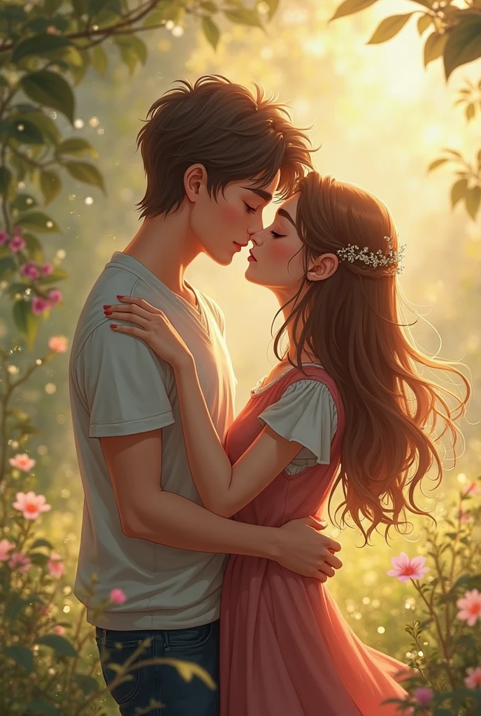 girl with boy romantic seen in tree