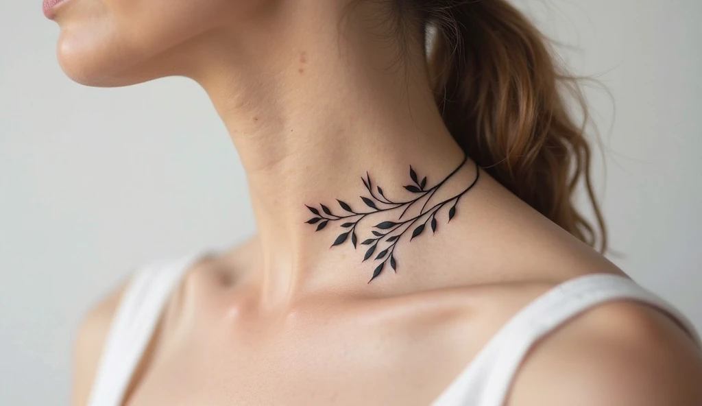 Elegant tattoo on the throat 
