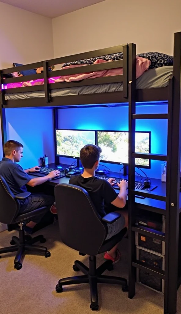 Bunk Bed Battle Station for Two Gamers