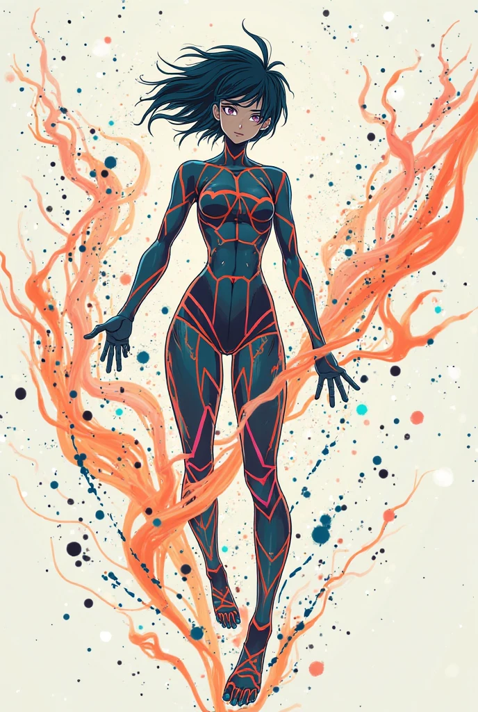 cinematic photo translucent, thin, fine fractal glossy vivid [explosion of colors] colored ink sketch shiny contours outlines of a perfect physique female silhouette . 35mm photograph, film, bokeh, professional, 4k, highly detailed