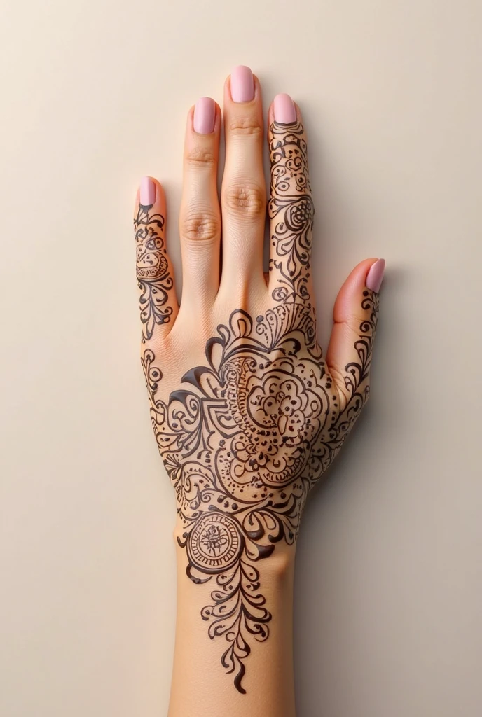 generate modern and simple Arabic mehndi design on beautiful hand
