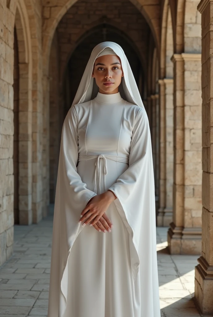 RAW, Best quality, high resolution, masterpiece: 1.3), old slim nun, Standing outdoor, Full body shot, From below, Fully clothed, Covered gigantic breasts, Covered cleavage, Braless
Masterpiece: 1.3, Beautiful young nun, Outdoor full body shot, Taken from below, Modestly dressed, Ample bosom discreetly concealed, No bra visible
This stunning image of a young nun captures her beauty and grace as she stands in the sunlight, fully clothed and covered from head to toe. The full body shot, taken from below, accentuates her slim figure and the flow of her habit,