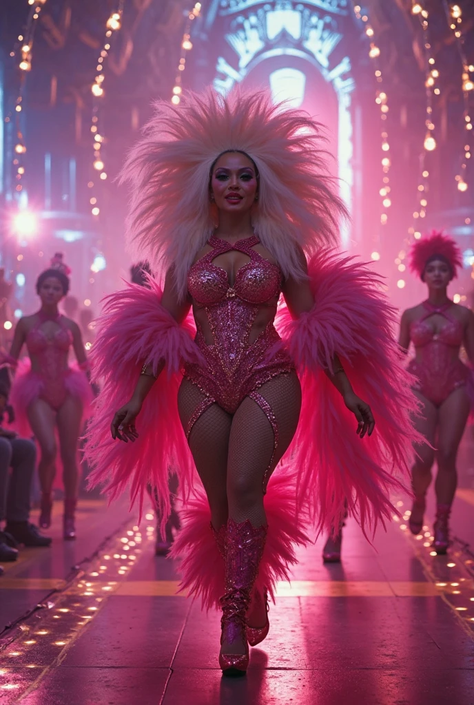 "Lady Gaga" exercising: estilosa, cheia de atitude, Dancing energetically, vestindo roupas brilhantes e coloridas, gorgeous illumination, movimentos graciosos, amazing background, super divertido, visuais deslumbrantes.