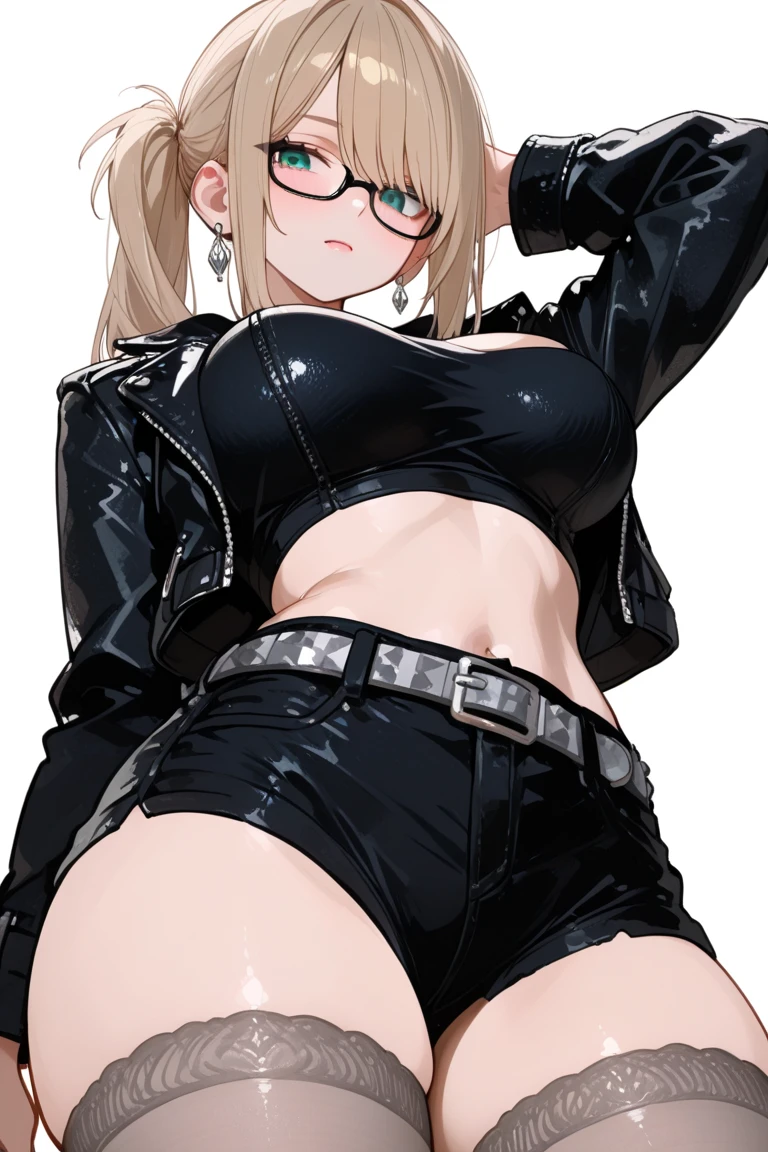 foot focus, tmasterpiece, best qualtiy, A MILF,Beautiful and delicate love eyes, Extremely detailed face, Heavy makeup, short yellow hair, Glasses, Open shirt, Black bra, cleavage, Large of breast, big assa, pencil skirts, Pantyhose, Extremely detailed barefoot, view the viewer, arms behind head,Temptation in the eyes, ssmile, sit on chair, Straightened his legs, lounge room