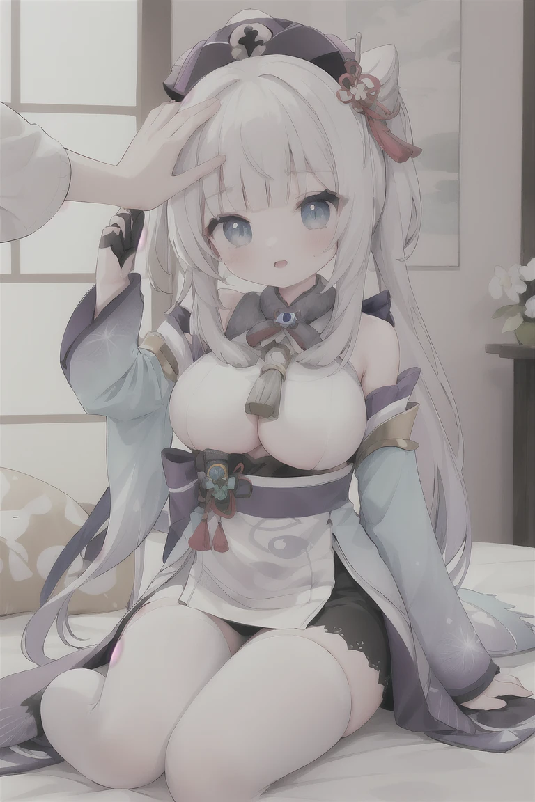 almuada, <lora:hum-10:0.85>,dakimakura (object),crotch rub,big tits,heart,tongue