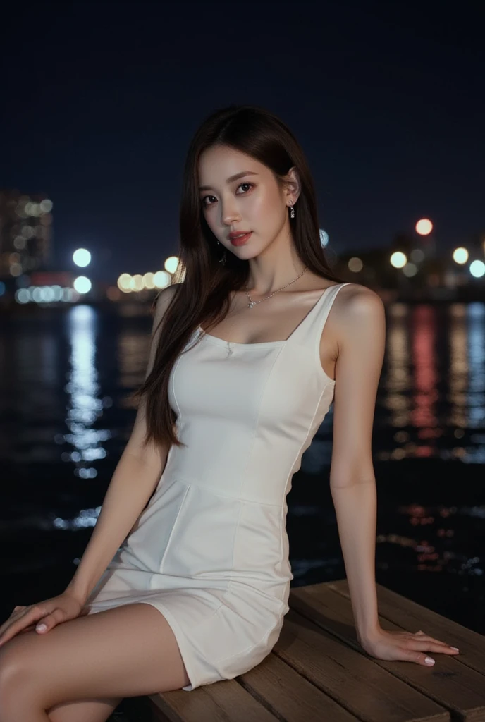 1 Girl,Leaning against the wall,Soft Light,Chinese Beauty,Tight Fit,dress,Long hair