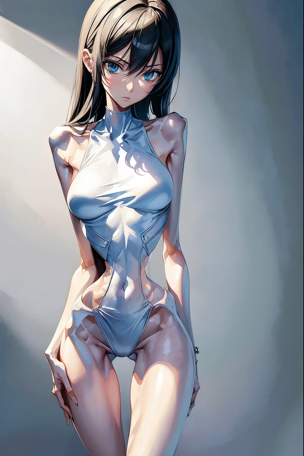 (Best quality:1.2)，(Masterpiece:1.2),(Ultra-detailed:1.2),(Hyper-realistic), hyper HD，HighestQuali，(Extremely thin and slender body:1.2),extremely slender and thin leg，Extremely correct hand structure，Ultimate hand detail，(extremely thin body:1.3)，(extremely slim body:1.3)，bikini，坐在床上,(extremely skinny:1.2), (extremely boney:1.1),kawaii，(Extremely thin and slender legs:1.2),(极致的贫乳)