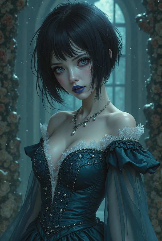 fashion photography portrait of human avatar, 1girl,black hair,wavy hair,nature,short hair,bangs, blue eyes,3d render, cgi,  octane render, 35mm,  9:16, (intricate details:1.12), hdr, (intricate details, hyperdetailed:1.15), (natural skin texture, hyperrealism, soft light, sharp:1.2)