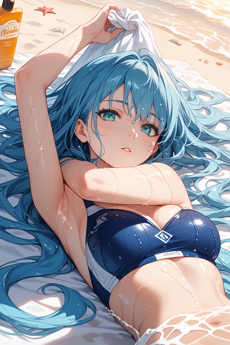 (masterpiece, best quality）a girl，enjoy，Water all over the body，Water spurts from crotch（（spread legs)）），blush，（（Completely pure white bikini）），Sweated a lot，Bikini half-covered，small breasts，Lying on a pure white bed，detail，（Completely soaked，completely wet），Awkward，surprise，Extreme shyness，doubt