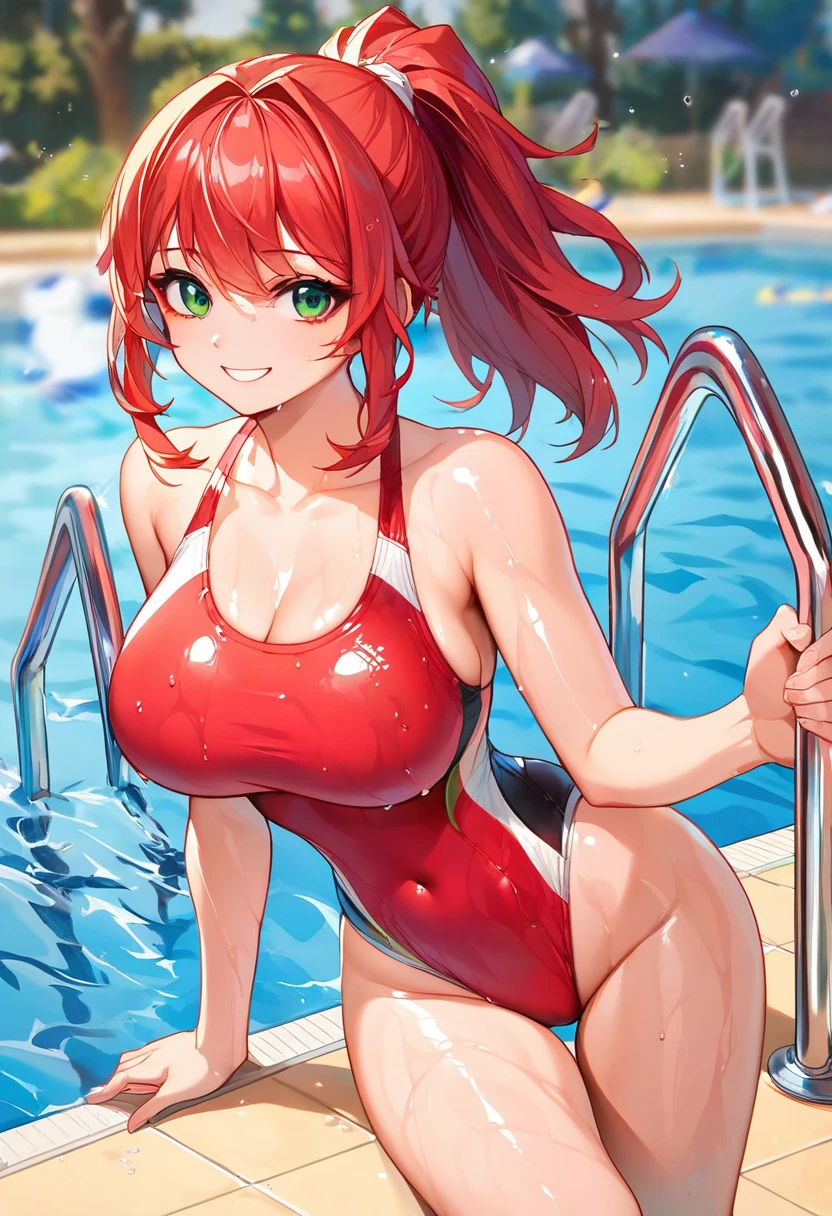 (8K ,hyper-detailing,A masterpiece of hyper-realistic photography,natural,Perfect artwork,Perfect female body),Two cute busty girls),Crystal clear swimming pool,swim ring,Water slides,Cute water doll,Virtual Showcase,Red similar hairstyle,Cute red swimsuit girl girl,Cool,larger lines,slovenly,stretch the meat,the block,The kinky exposed ,titmouse,Full body photo