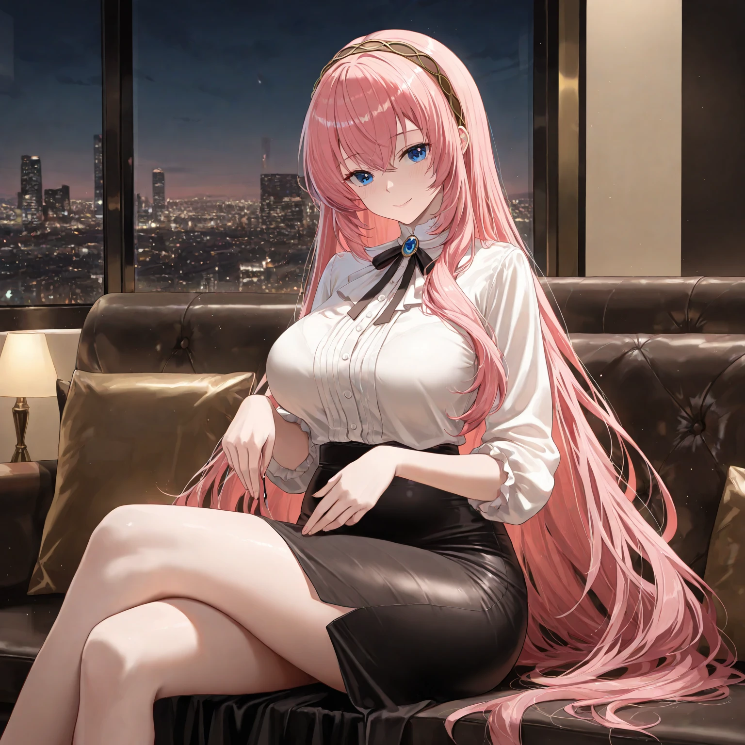 Luxury hall, banquet, long pink hair, low ponytail, yellow eyes, beauty mole, looking at the camera, weak, black braid on the shoulder, mature, color dress, patients, high heels,
Negative prompt: EasyNegative