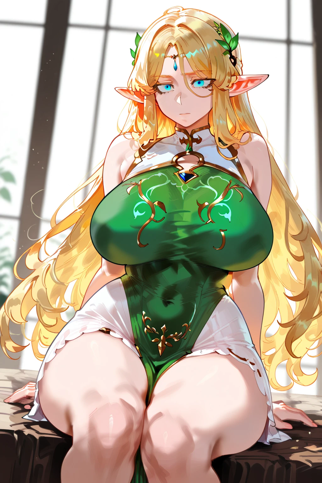 (Ultra Quality,Masterpiece,Ethereal:1.4)nagatiti(Gigantic Breasts:1.6)(hanging breasts: 1.5)(breasts squeeze: 1.3)(bimbo 1.4)(Disproportional Tits: 1.5)(Realism:1.2)(Realisitc:1.2)(Absurdres:1.4)8K,Ultra-Detailed,((Detailed Beautiful Mature Face)), Slutty Expression,Gyaru,Adult Rocks,Coast,(Shore:1.2) (Sitting:1.4)Sitting on Rock,Trees,Plants,(Bush:1.2)Waves(Causting:1.2)(Hyper-Detailed Water:1.1) (Solo:1.4)1Girl(Facing Viewer:1.2)Intricate Body Details(Milf: 1.5)(Curvy:1.3)Average Waist,Thick Thighs,Yuuki Asuna,Honey Blonde Hair[Long Hair](Sidelocks:1.2)cow ears,cow horns,ear tag,haute_couture,see through,Seductive Posture,Sexy Pose,Alluring[[[[intricate-perfect-fingers-on-hands]]]] Perfect-Hyper-Detailed Orange-Eyes,
