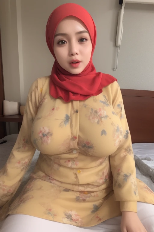 Photo of a mature malay female with saggy breasts (((lying on the bed))) & (((sleep))) inside (girl's bedroom), 40yo, busty body, tall body, (tanned skin), dimples, light, detailed face, ((closed eyes, snoring, open mouth, slobber,spittle, spreading legs, spreading arms)), (((short hijab ,floral house dress))), (breast out, vagina out)