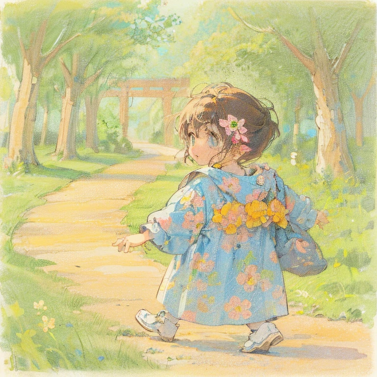 drawing of a girl in a hat and dress with a cane, line sketch!!, by Naka Bokunen, anime sketch, casual pose, full body portrait of a short!, various pose, line sketch, by Ai-Mitsu, girl sketch, old sketch, by Kamisaka Sekka, loose pencil sketch, character design sketch, loli