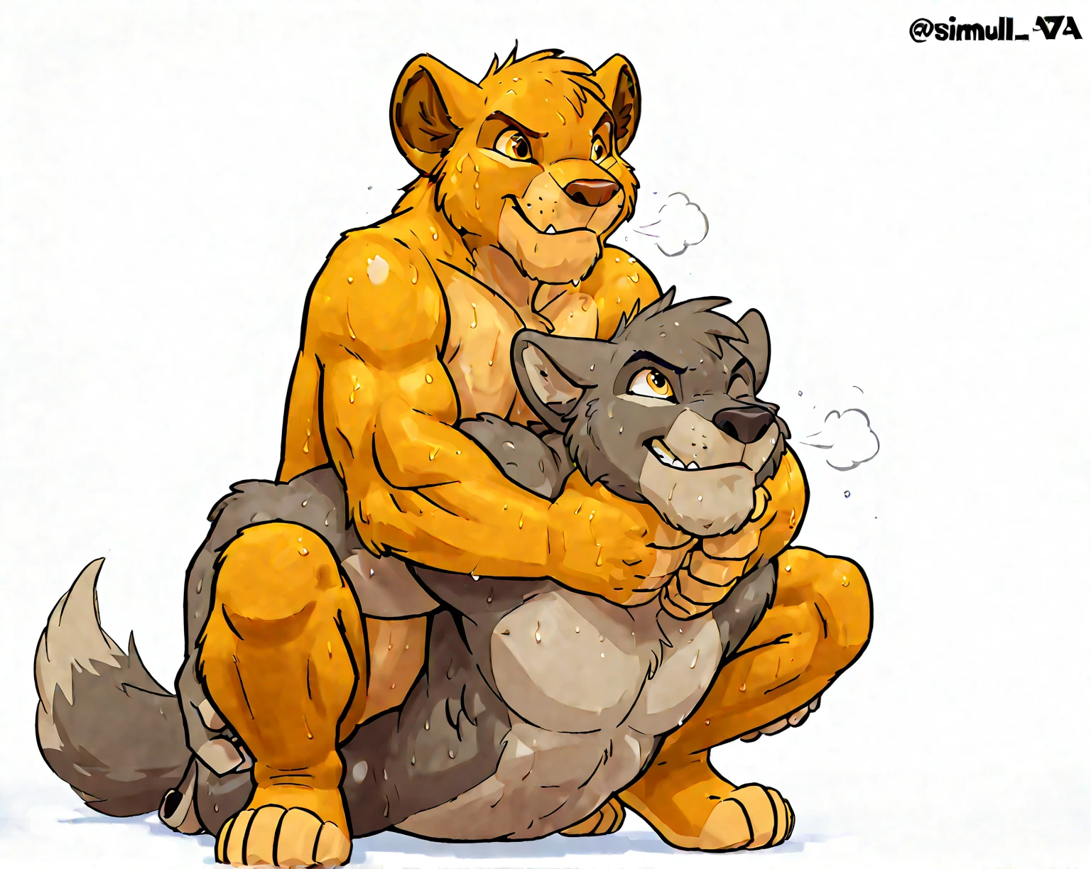 Anthro, anthro duo, realistic, anthropomorphic, (by zaush: 1.1) (soft shading) 4k, hi res, detailed eyes, 8k eyes, eyes focus, colorful eyes, shower, running water, wet bodies, very steamy, penis, doggystyle position, testicles, sex from behind, pinniped down, (anal penetration), male on male sex, full body, condoms on the floor, beautiful lights, (Anthro wolf, muscular, abs, submissive male,), blue eyes, moan, blush, cum in ass, open mouth, painful expression, male penetrated, dripping cum from ass, (Anthro hyena, male, muscular, abs, dominant male,)) angry expression, red eyes, balls, genital fluids, barring teeth, balls, big penis, bodily fluids, penis, erection, genital fluids, genital focus, hyena male penetrating wolf male in ass
