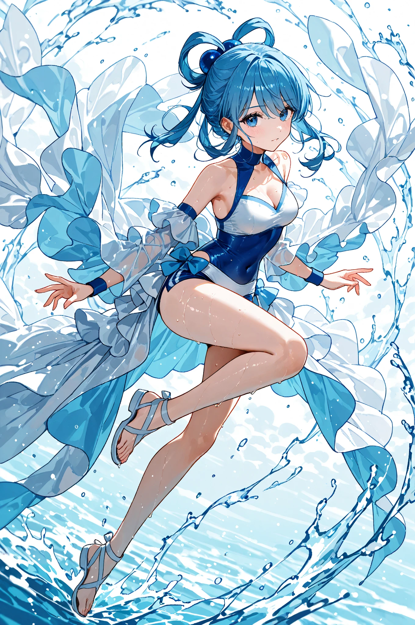 "(perfect masterpiece:1.2), (best quality:1.2), stunning face, uniform, mature and chubby, big pupil, bright eyes, compensate, long and luxurious eyelashes, lip whole, irresistible charisma.",Maid clothes,belly button,(((beautiful eyes))),(((very short hair))),abs,side,arms raised,(((((small breastaid swimsuit
