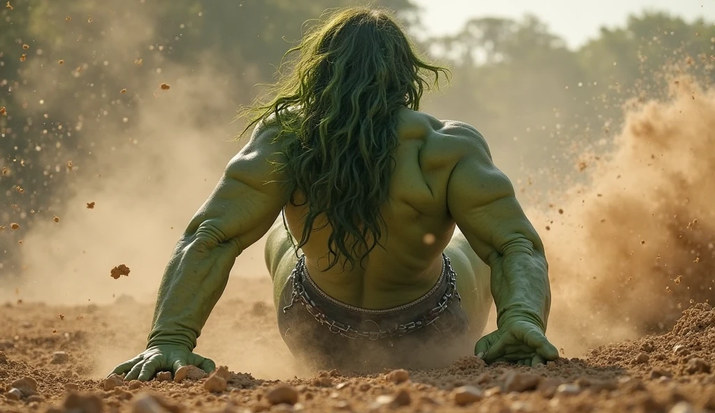 ((Best quality)), ((masterpiece)), (detailed), half-orc man, Asian, druid, fantasies, full length, green skin, orc fangs, Long ponytail hair, pensive, Mouth closed, wise, costs, Not a close-up, Kind, peaceful, in medieval dress, pensive, looks to the sky, Trees in the background, not naked, a bit fat