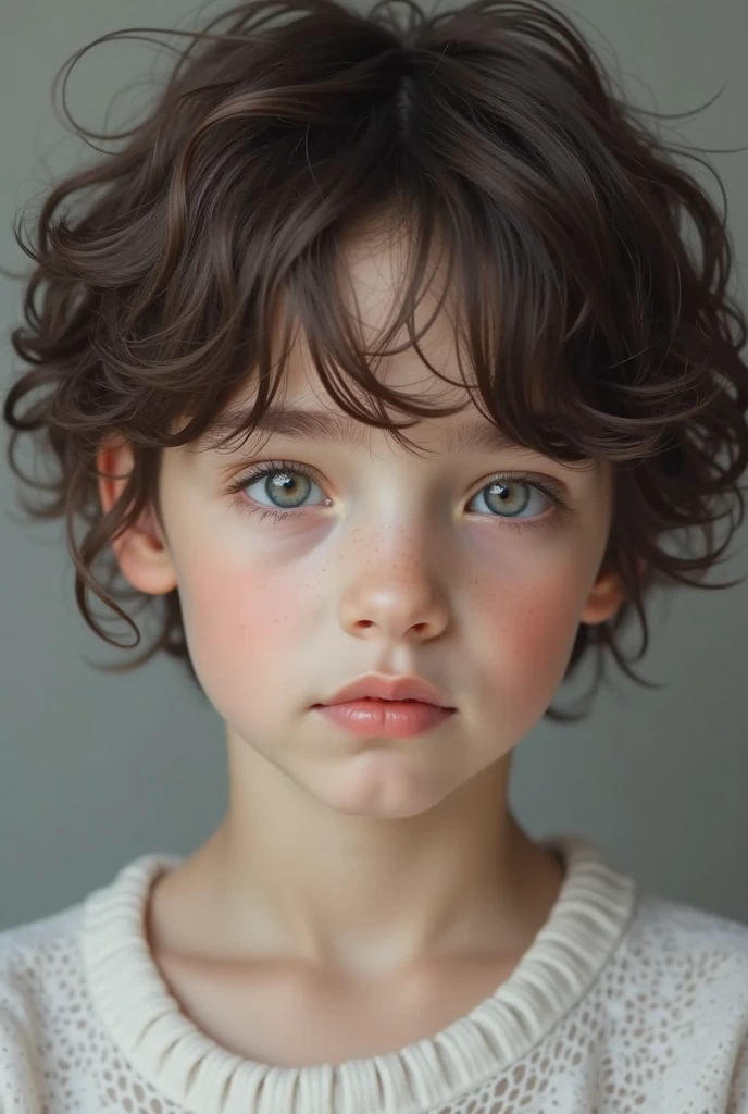 Create image of a boy with curly hair playing