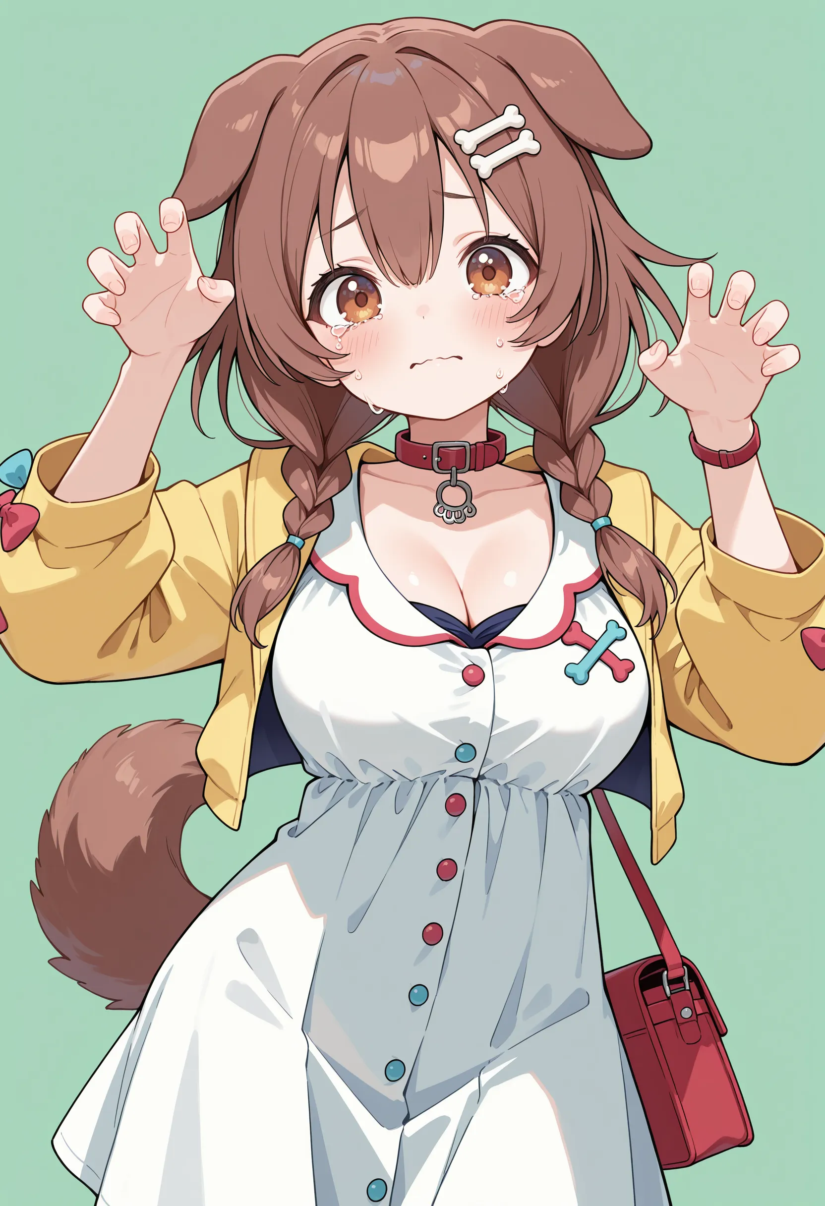 anime girl with blue eyes and a brown apron, furry, furry art, cute furry mini style, small curvy loli, holo is a wolf girl, (nsfw) big boobs, white fox anime, female fursona, catgirl anime, white cyan