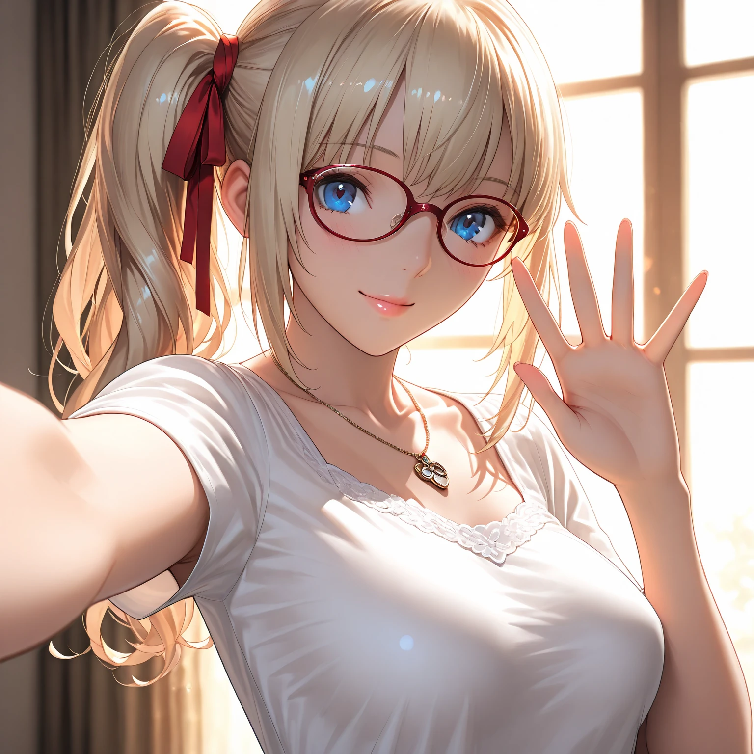 masterpiece, 最high quality, high quality, High resolution, high quality texture, high quality shadows, High resolution, Beautiful details, Detailed CG, Detailed Texture, Realistic representation of face, Realistic, colorful, delicate, Cinematic Light, Side light, Lens flare, Ray Tracing, sharp concentrated, (1 Girl,concentrated:1.3), ( Intricate details, compensate, PureErosFaceV1:0.5), (細部まで美しいdelicateな顔, 緻密で美しいdelicateな瞳, Perfect  Proportions, Dense skin, Optimal ratio of four fingers to one thumb, Arms under chest, Modest chest, Wide Hips, Smooth upper abdomen, Tilt,Without hands, 30 years old,Blue Eyes,Glasses, Study,Office Lady, naval officer uniform,Glasses,Black Stockings,machine,,house wife,curvy,supright straddle, bich, sweat,, gaze, the gaze of true love, lips of temptation, A look full of compassion ,a smile full of love, i love you, Acting lovey-dovey, air fortress hair, blonde hair,show off  under white shirt