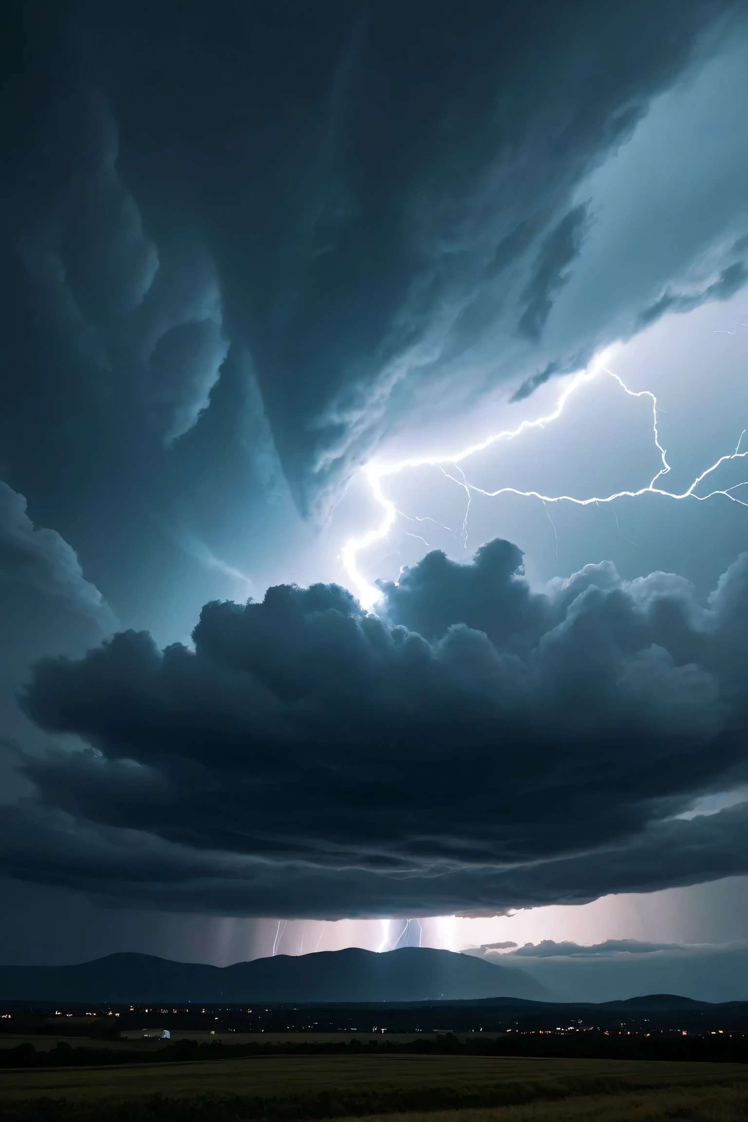 masterpiece, best quality, stormy sky, dark clouds, lightning, dramatic atmosphere, cinematic, ultra detailed, 8k, high resolution, realistic, weather effects, powerful, dynamic composition