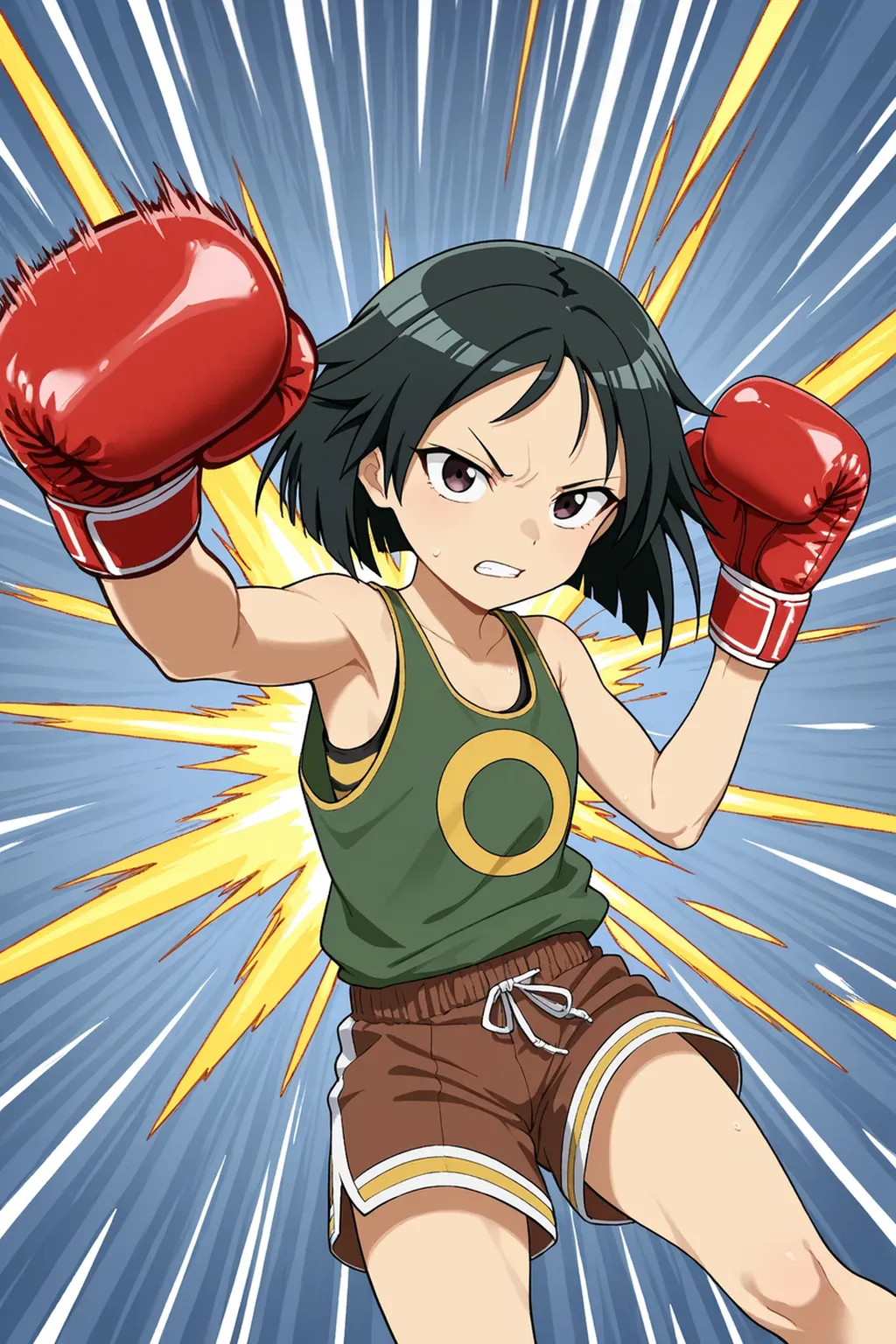 Boxing fights, girls, cute girls, shonen magazine, stylized background
