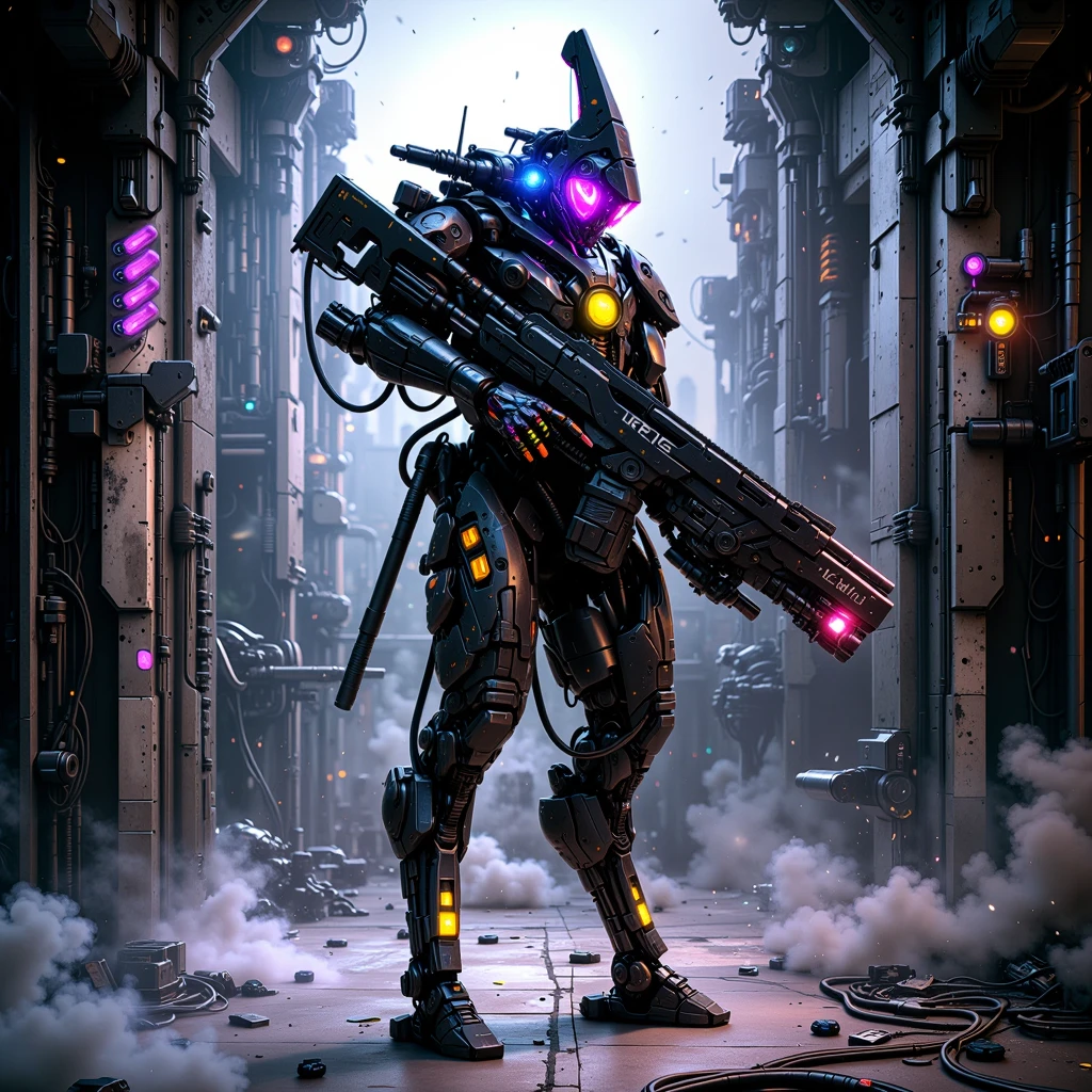 1girl, ( retro artstyle:1.2), robot, hitting, NEON lighting, bodysuit, science fiction, breasts, solo, large breasts, weapon, cyborg, mecha, high heels, <lora:rz88mkultr4-15-v1:1>, RAW Photo, G-Master Lens, Photorealistic, Hyperrealistic, Hyperdetailed, analog style, natural light, studio lighting, soft lighting, realistic, heavy shadow, masterpiece, best quality, ultra realistic, 8k, golden ratio, Intricate, High Detail, film photography, naturalism, action pose, epic scene, lots of fine detail, movie style, photography, natural textures, natural light, photorealism, cinematic rendering, ray tracing, highest quality, highest detail, Cinematic, 8K, Ultra-HD, Cinematic Lighting, hyper-realistic, vibrant, cinematic shot + dynamic composition, incredibly detailed, sharpen, details + intricate detail + professional lighting, film lighting + lightroom + cinematography + lens flare + film grain + HDR10 + 8K + Roger Deakins, ((cinematic)), perfect composition, hyperrealistic, super detailed, 8k, high quality, trending art, trending on artstation, sharp focus, studio photo, intricate details, highly detailed,