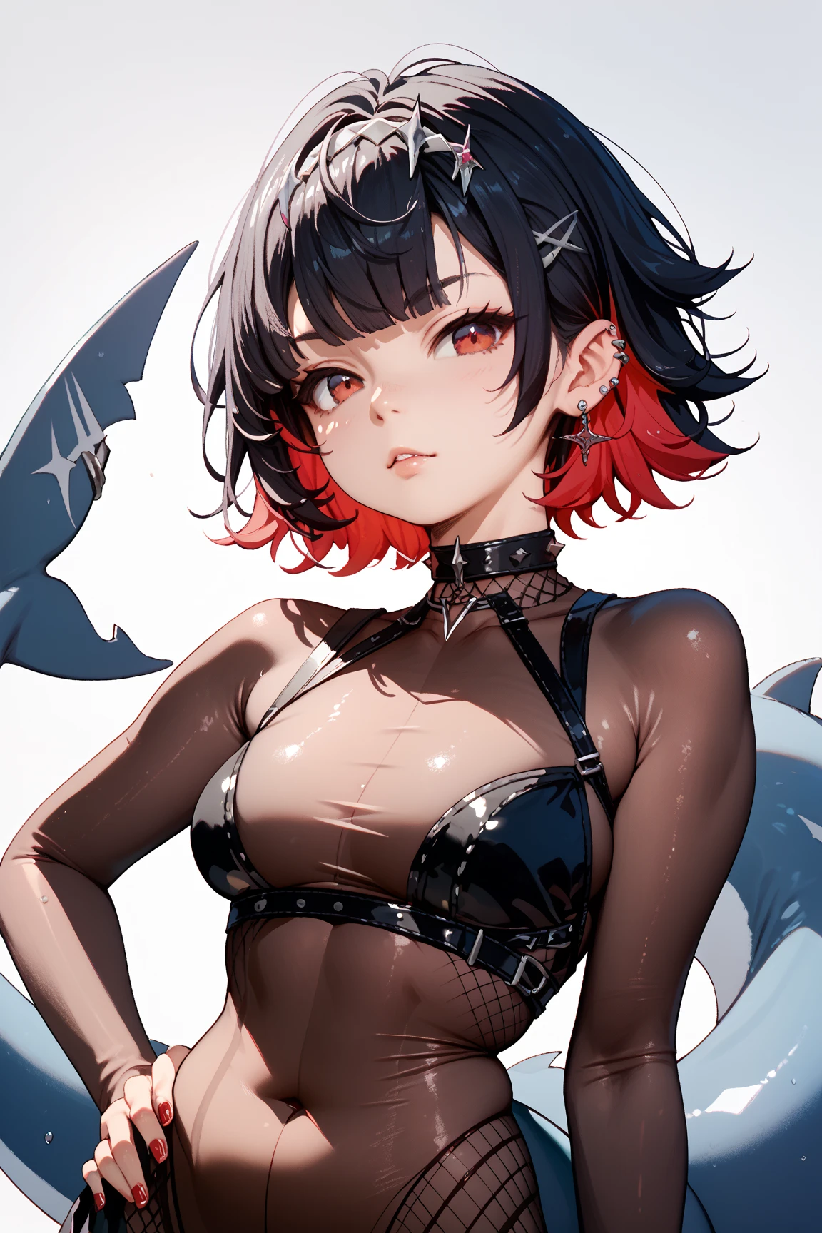 best quality,ultra-detailed,((full body)),((one boy)),((fem boy)),((trap)),black-choker,((blonde short hair)),((man’s face)),((man’s body)),((dress up as a woman)),blush,flustred,((poor chest)),((flat chest)),((trench coat)),((black-mesh-tops)),((high-heel-long boots in-black)),((having a shoulder bag)),vibrant colors, soft background,ultra detailed, anime girl, full-body portrait, leather armor, half-elf, raven black fauxhawk hairstyle with shaved sides, heavily freckled face, nose ring, dark red eyeshadow, single slashing scar across left cheek, opal colored eyes, coy smile, faded black and white neck tattoo of a beholder from dungeons & dragons