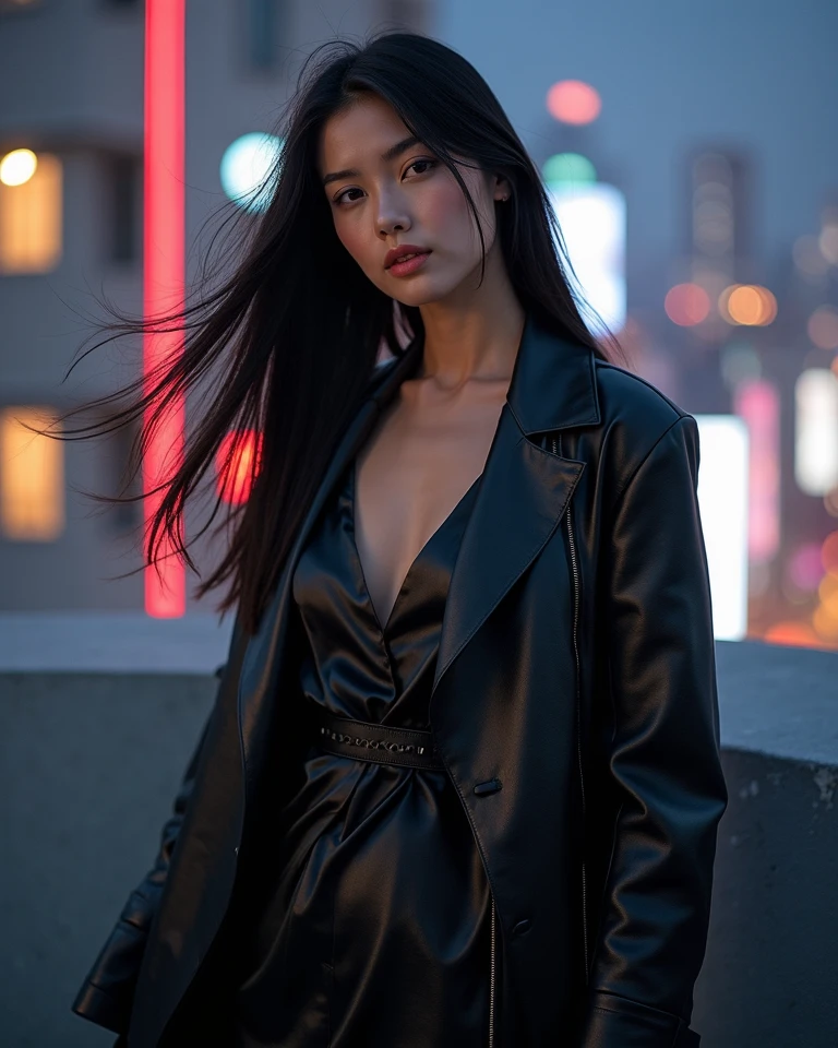 （8K分辨率，Photo above the thigh，Sideways close-up photo），（1womanl，20yr old，（（Facial features of Thai Min：1.8，s delicate face，详细的脸），（Long ponytail hair），Elongated bangs，Confused eyes，Slightly open mouth），Fair smooth skin，（Best Skin Type：1.21），captivating curves，（（Short-sleeved cardigan，Black silk horse face dress），（Chinese style pattern）），Elongated earrings，Roman shoes，With a petite figure，（Model walking on the road，Naturally placed hands），delicate artwork，perfect hand，Ultra-fine clothing material），（The city's noisy pedestrian street，Night background，Deep view，Exquisite environmental details），（Professional lighting，动态照明），（（The color is uniform，（white colors，black in color））），（Golden section，Cinema lenses，Hasselblad photograp，tmasterpiece：1.3），（The art of culture，fashion art，trendsetting，Artis，Art platform）
