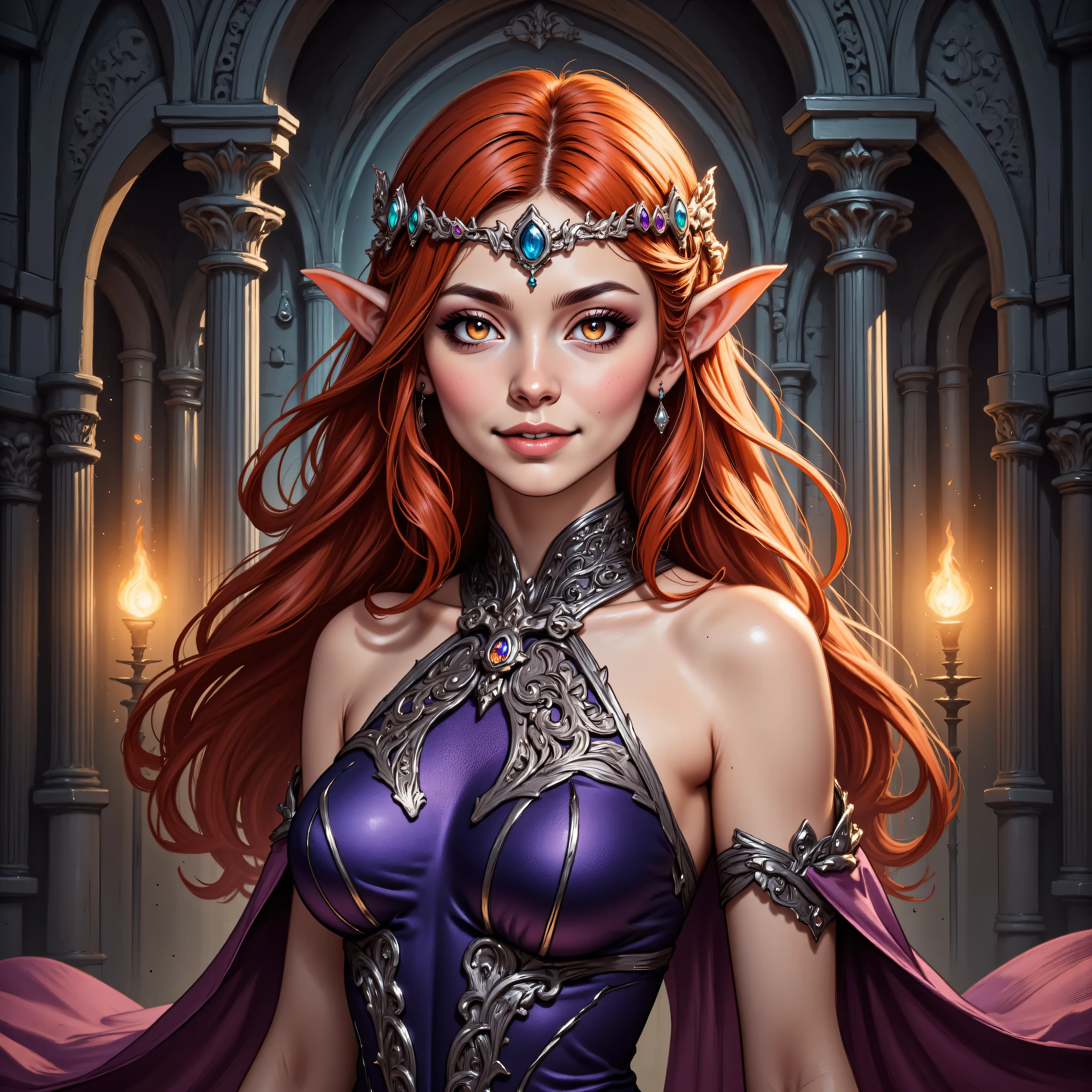 zavy-ctcmcs,w1n,hyp3rd3tail style,a picture of a female elf, fair skin, bright colored hair, long hair, wavy hair, flowing hair, sparkling fiery eyes, there are jewelry in her hair. wearing silk dress, intricate dress, high heels, best quality, 16k, ultra detailed, masterpiece, best quality, (extremely detailed), dynamic angle, ultra wide shot, photorealistic, RAW, fantasy art, dnd art, fantasy art, realistic art, perfect face, perfect body, glow outline perfect face, perfect body