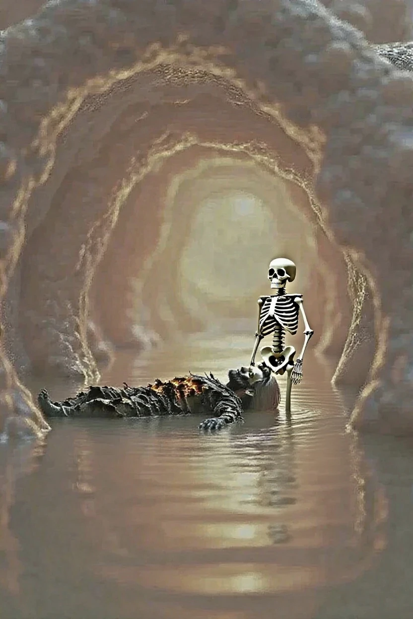 landscape, swamp, 1boy, skeleton warrior with sword, vines, restrained, absuredres, masterpiece, best quality, arikroper art <lyco:arikroper.safetensors:1>, highly detailed <lora:add_detail:0.5>, <lora:LowRA:0.65>