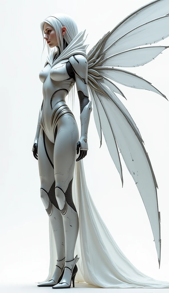 White ant is standing transformer dress under the sky in sunset