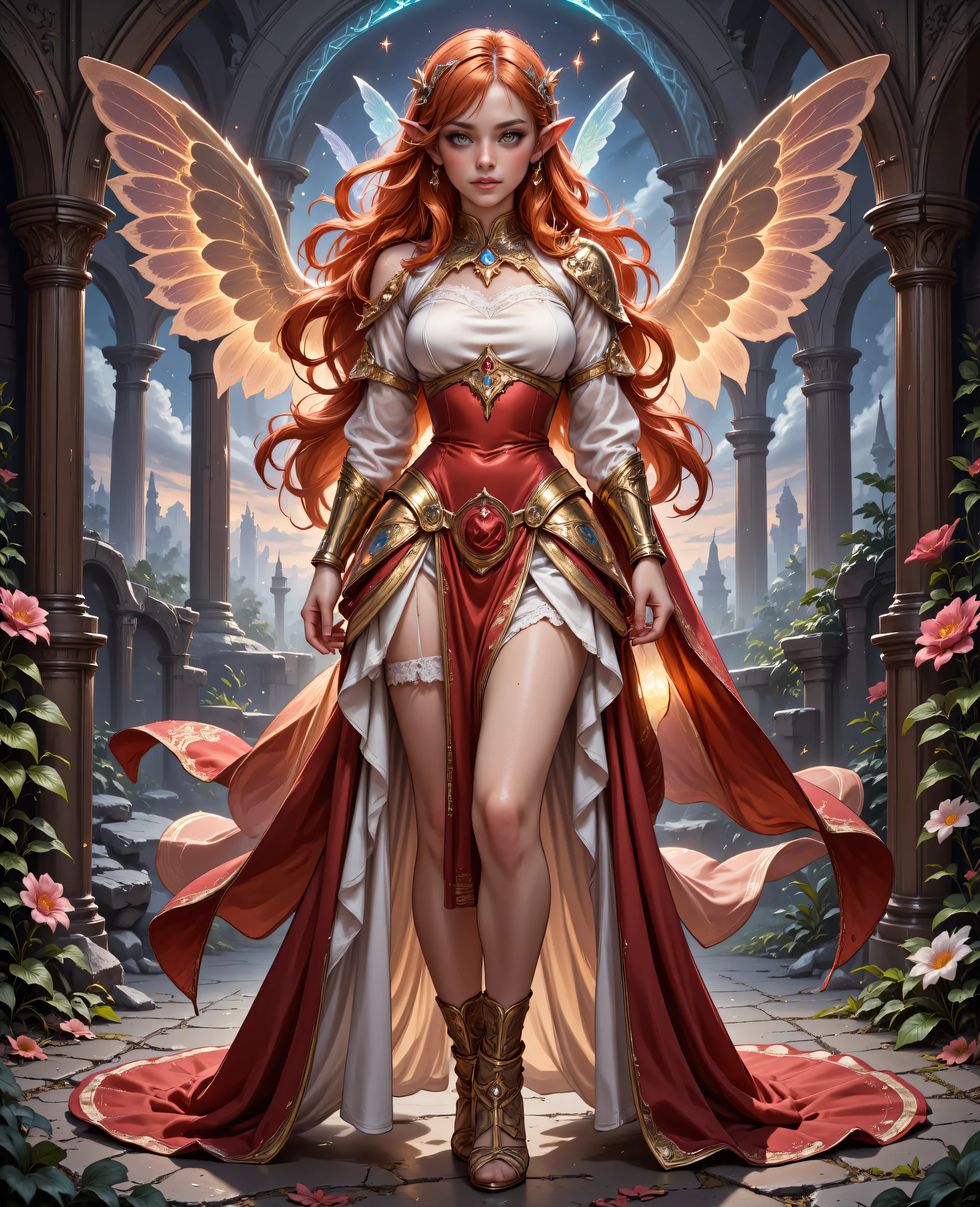 zavy-ctcmcs,w1n,hyp3rd3tail style,a picture of a female elf, fair skin, bright colored hair, long hair, wavy hair, flowing hair, sparkling fiery eyes, there are jewelry in her hair. wearing silk dress, intricate dress, high heels, best quality, 16k, ultra detailed, masterpiece, best quality, (extremely detailed), dynamic angle, ultra wide shot, photorealistic, RAW, fantasy art, dnd art, fantasy art, realistic art, perfect face, perfect body, glow outline perfect face, perfect body