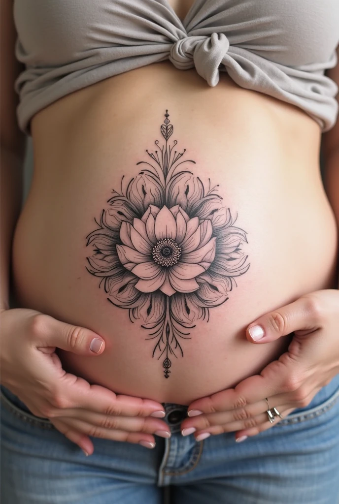 Tattoo with the meaning of the loss of a pregnancy on the left side of the belly