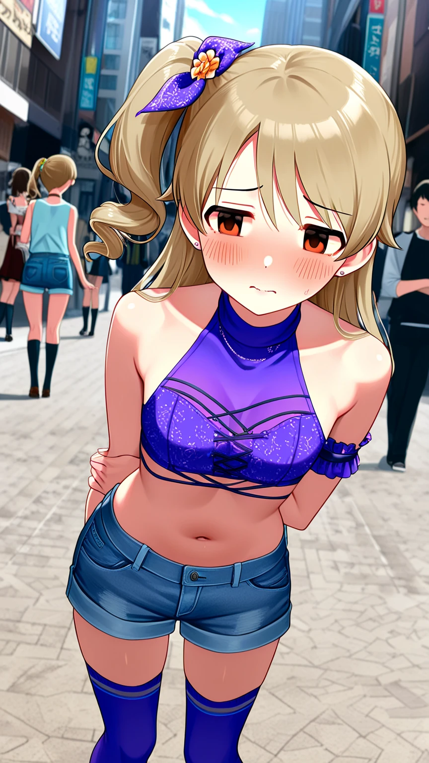 1 woman, alone, 8K, masterpiece,, Masterpiece, 8ก, (big breasts:1.5), Cute face, , look at the audience., Stationary face , (nipple:1.6), (hairy:1.8), blue panties,
